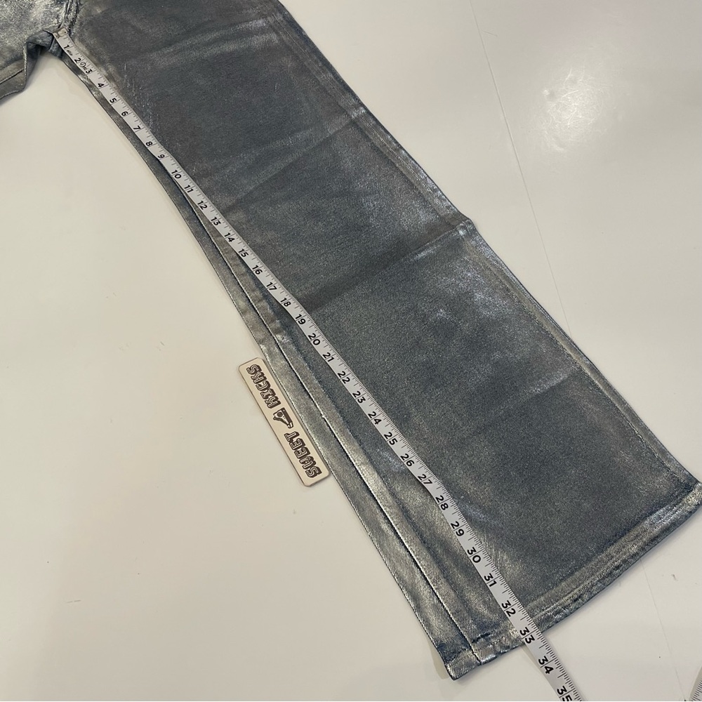 Joe's Jeans Metallic Blue Wide-Leg Flare Jeans - Picture 9 of 14